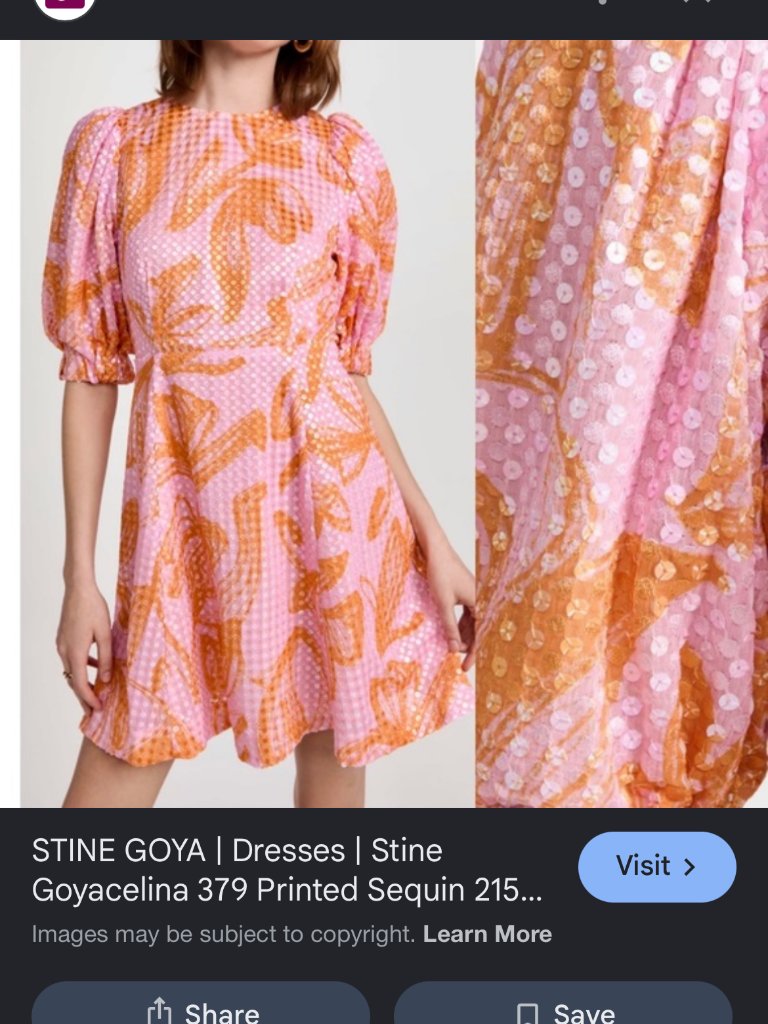 New Stine Goya Printed Sequin Puff Sleeve Mini Dress From Anthropologie L